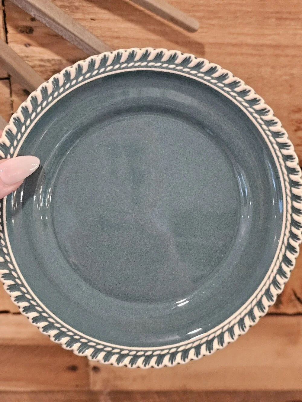 Set Of 4 Vtg 50's Harker Pottery Corinthian Green Bread & Butter/Dessert Plates